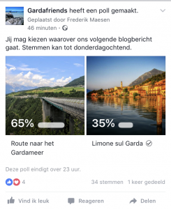 Resultaten van een Facebook poll met afbeelding