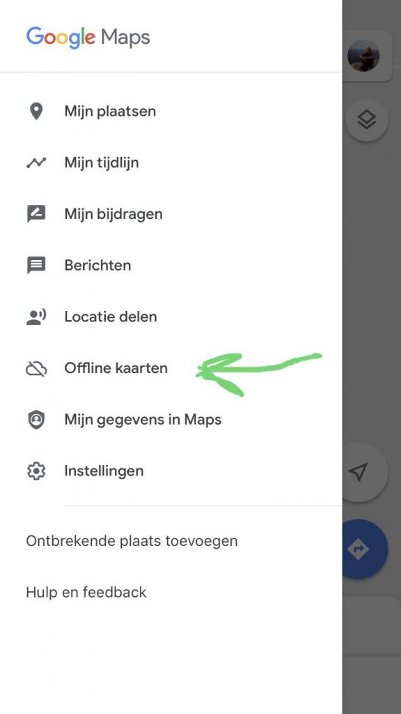 Google Maps Offline kaarten beheren