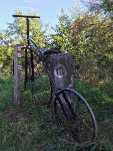 Oude fiets in het veld