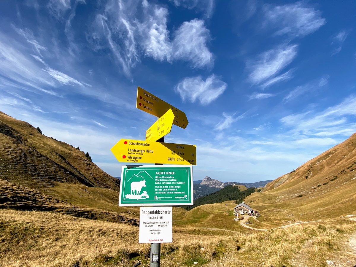 Wegwijzer naar Gappenfeld Alm