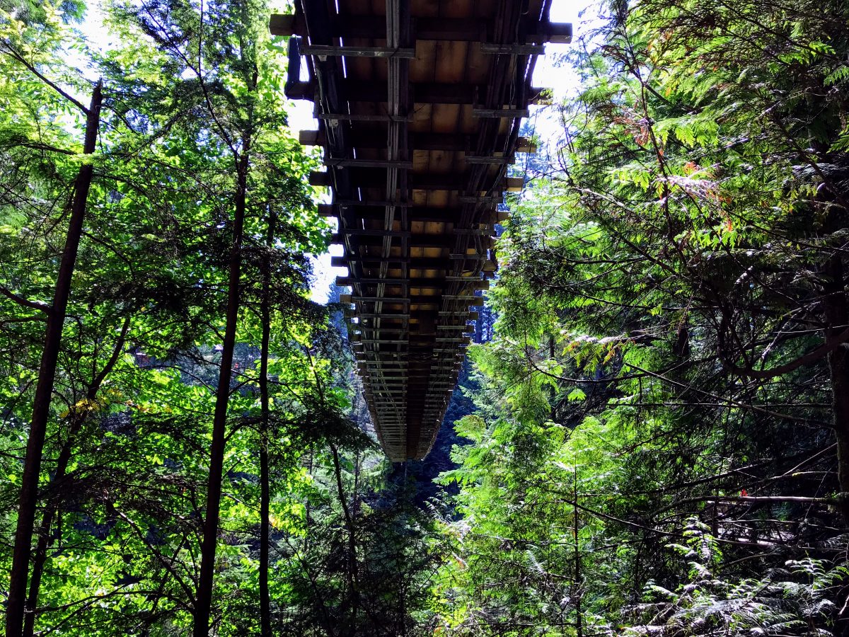 Onderzijde van de hangbrug in Vancouver