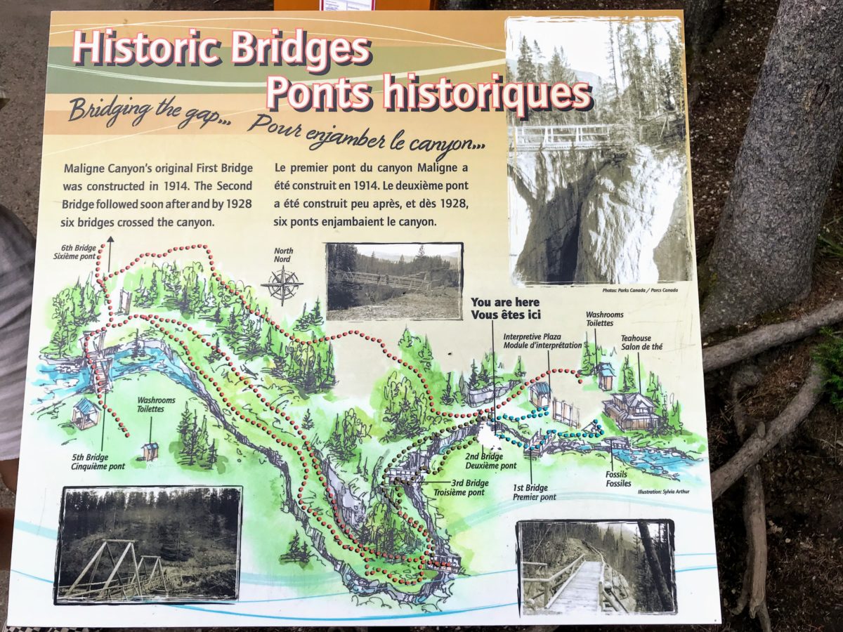 Historische bruggen Maligne Canyon